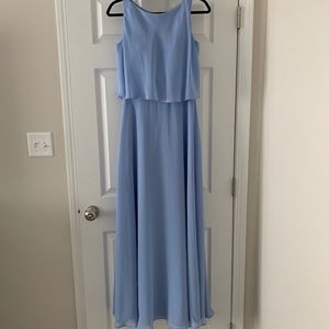 Blue sleeveless formal maxi dress